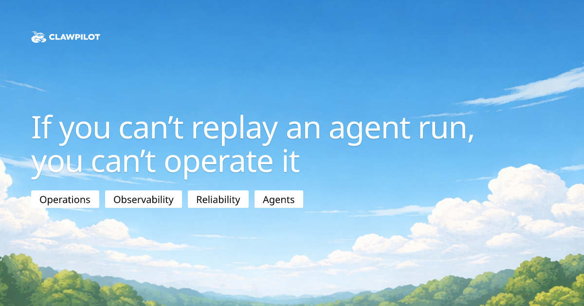 If you can’t replay an agent run, you can’t operate it | Clawpilot Blog